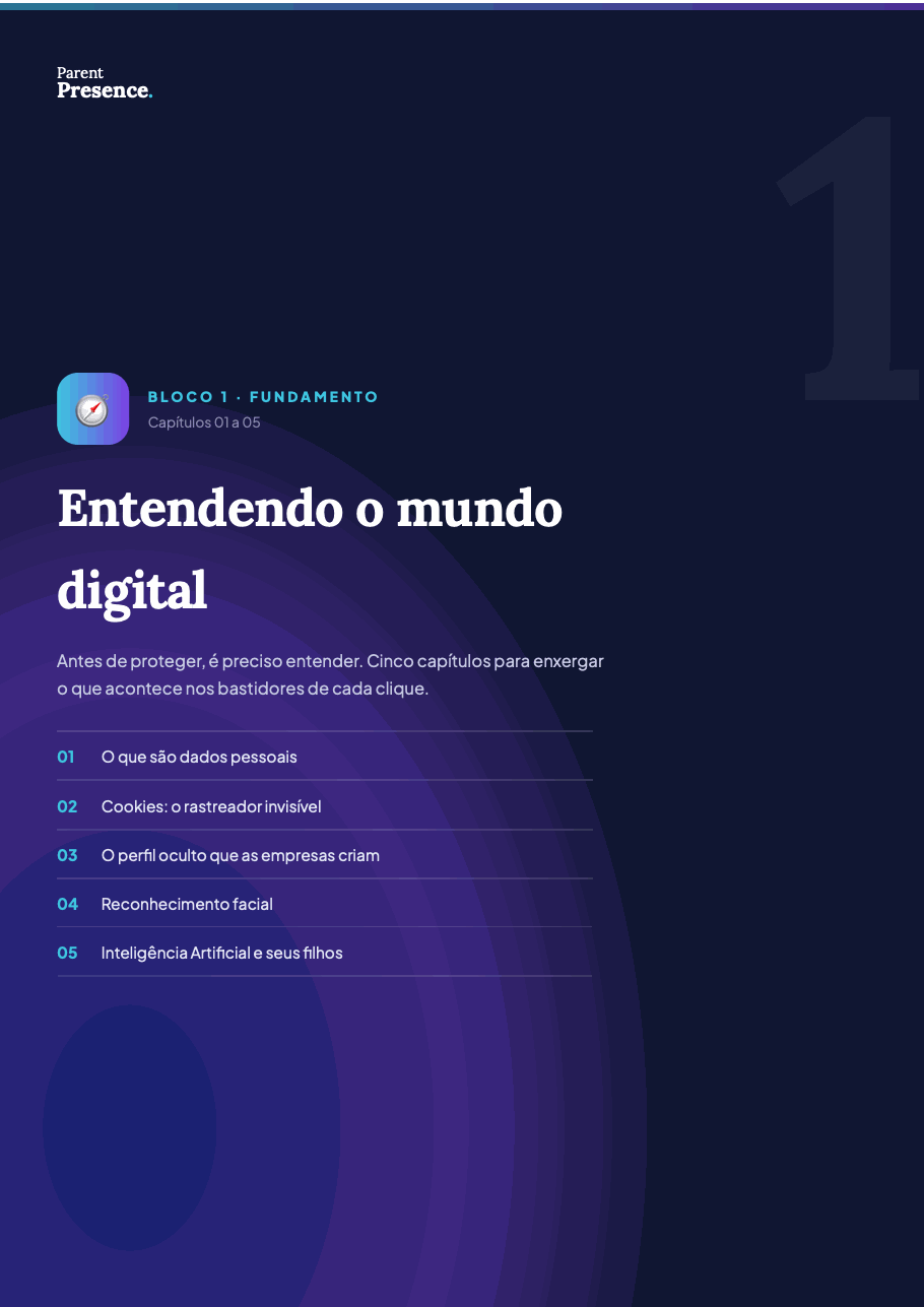 Abertura do primeiro bloco do livro em um celular